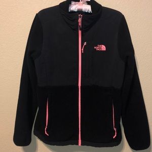 Black and pink North Face Fleece Zip Up Jacket
